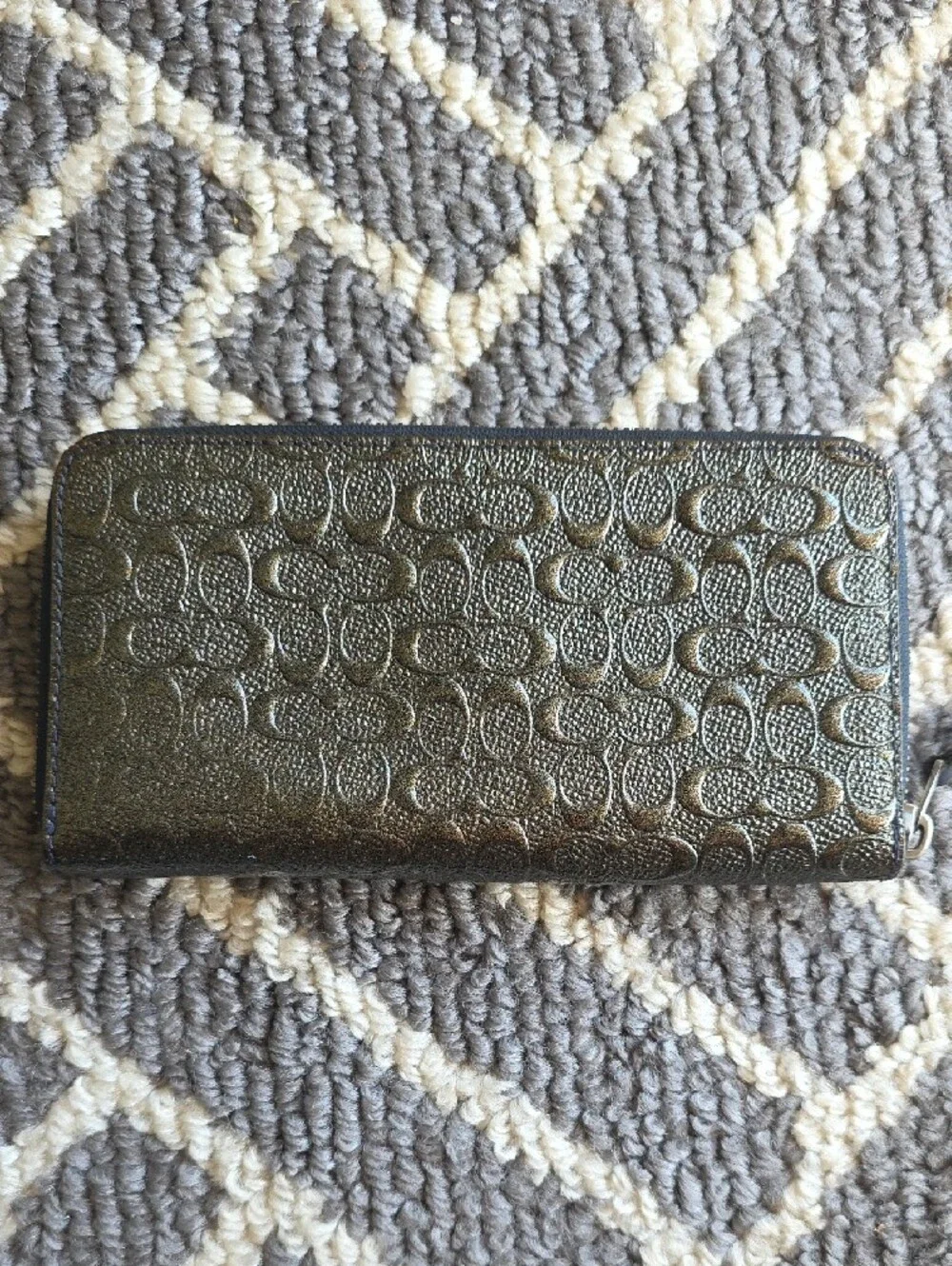 Coach Metallic Bronze Signature Zip Wallet